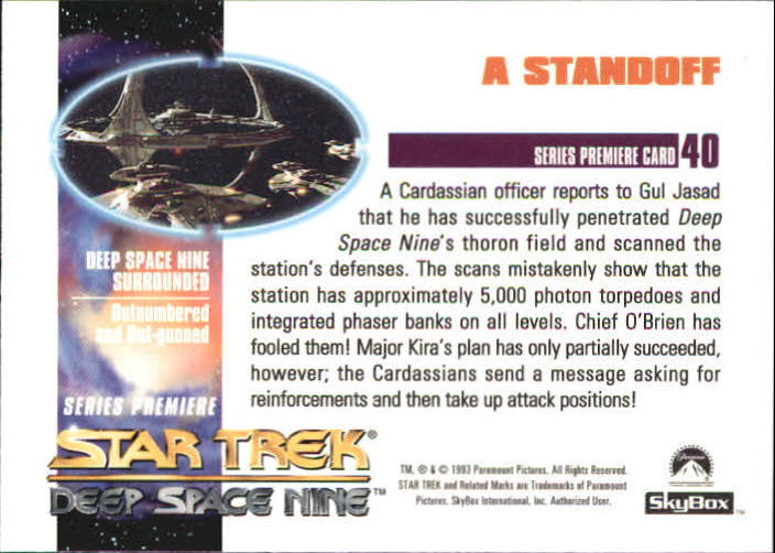 1993 SkyBox Star Trek Deep Space Nine #40 A Standoff back image