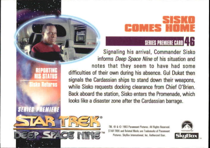 1993 SkyBox Star Trek Deep Space Nine #46 Sisko Comes Home back image