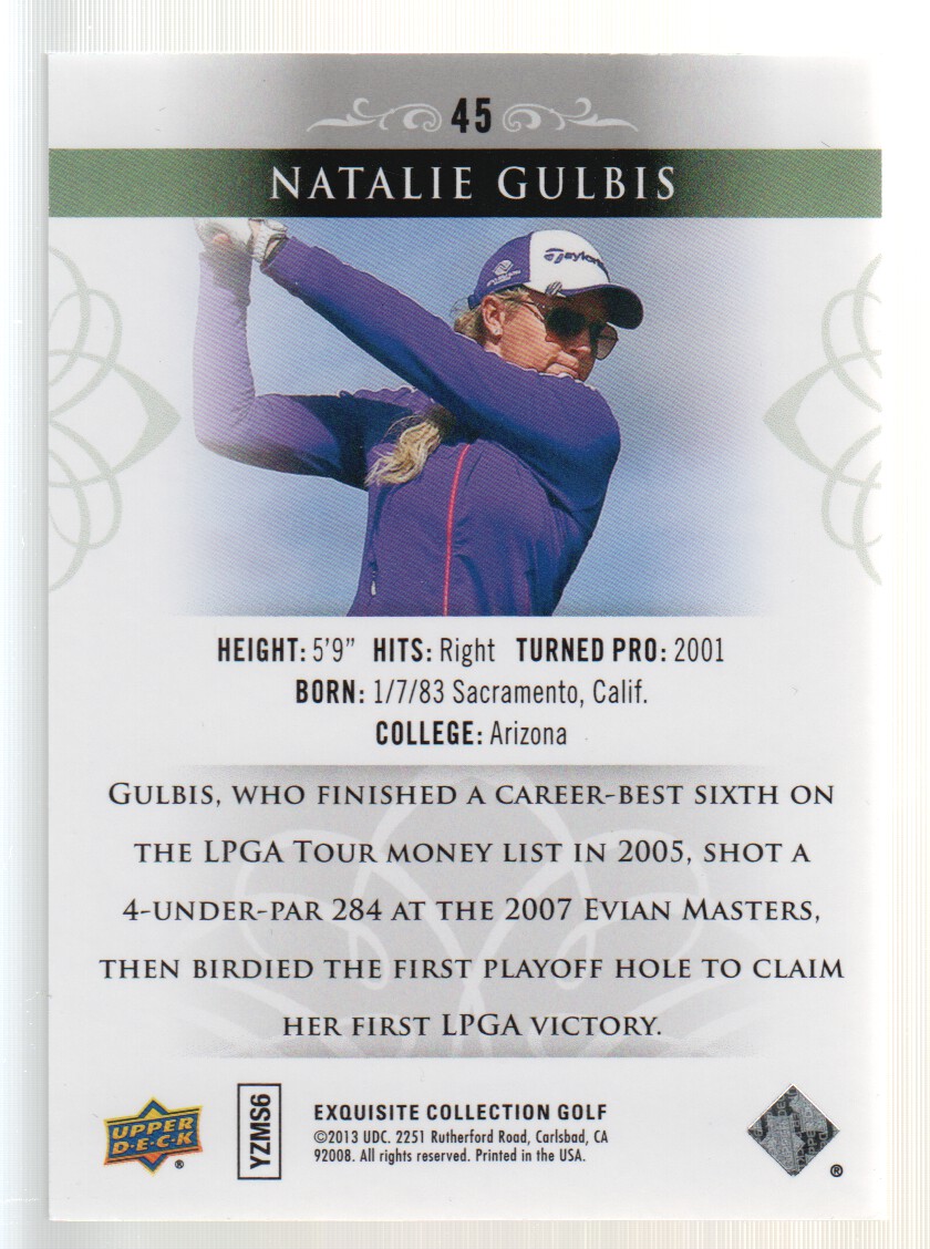 2014 Exquisite Collection #45 Natalie Gulbis back image