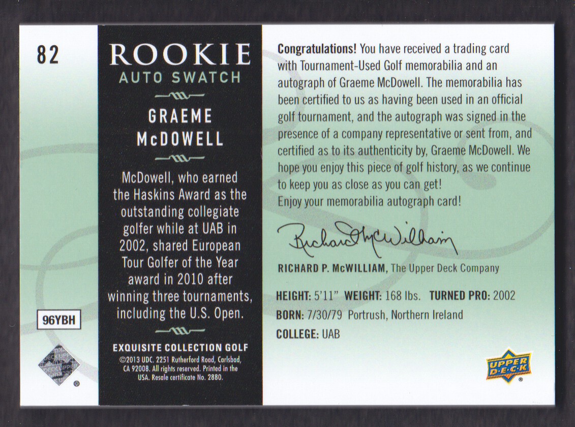 2014 Exquisite Collection Golf BASE Trading Card Pick From List - Picture 19 of 19