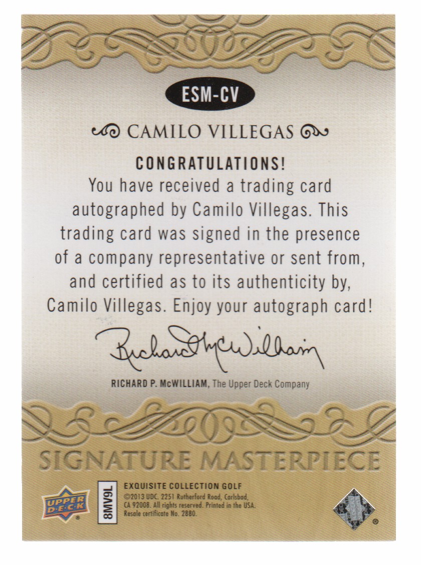 2014 Exquisite Collection Signature Masterpieces #ESMCV Camilo Villegas B back image