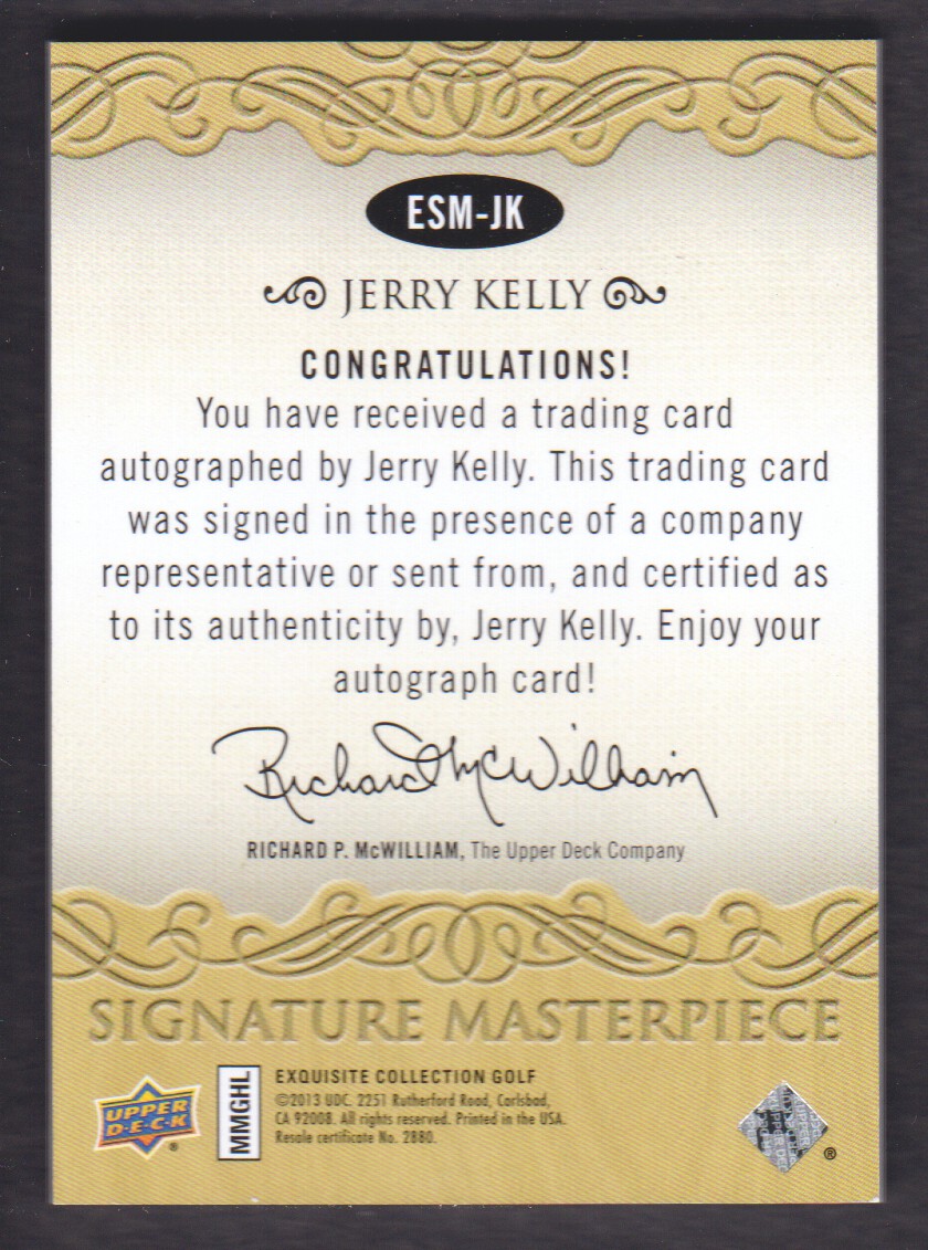 2014 Exquisite Collection Signature Masterpieces #ESMJK Jerry Kelly D back image