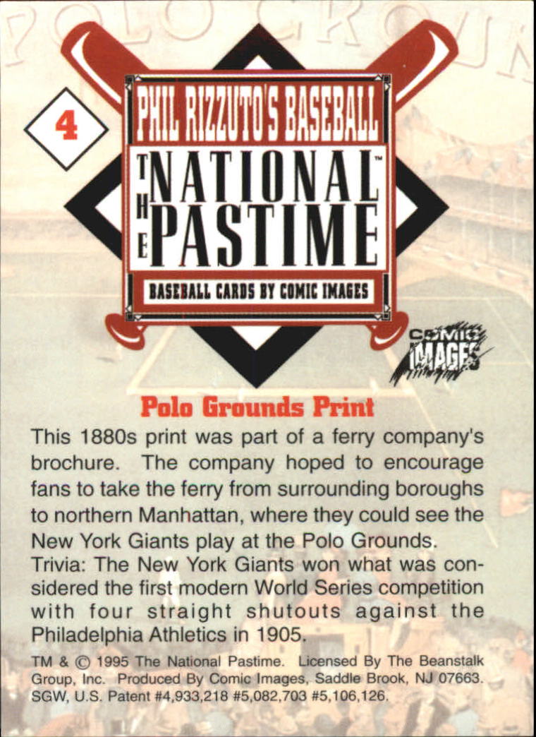 1995 Comic Images Phil Rizzuto's Baseball The National Pastime #4 Polo Grounds Print back image