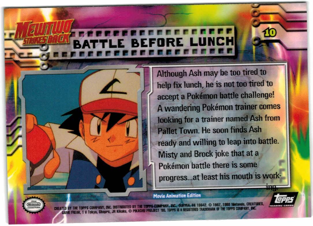 1999 Topps Pokemon Movie Animation Edition Black #10 Battle Before Lunch back image