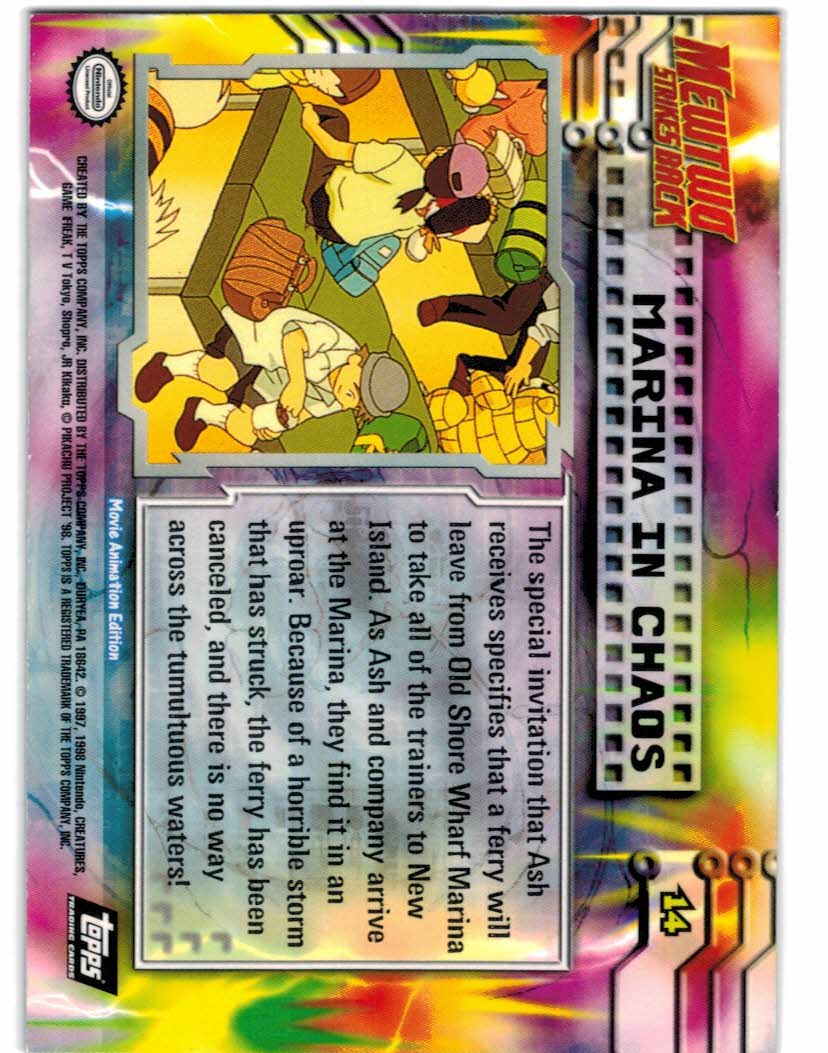 1999 Topps Pokemon Movie Animation Edition Black Foil #14 Marina in Chaos back image