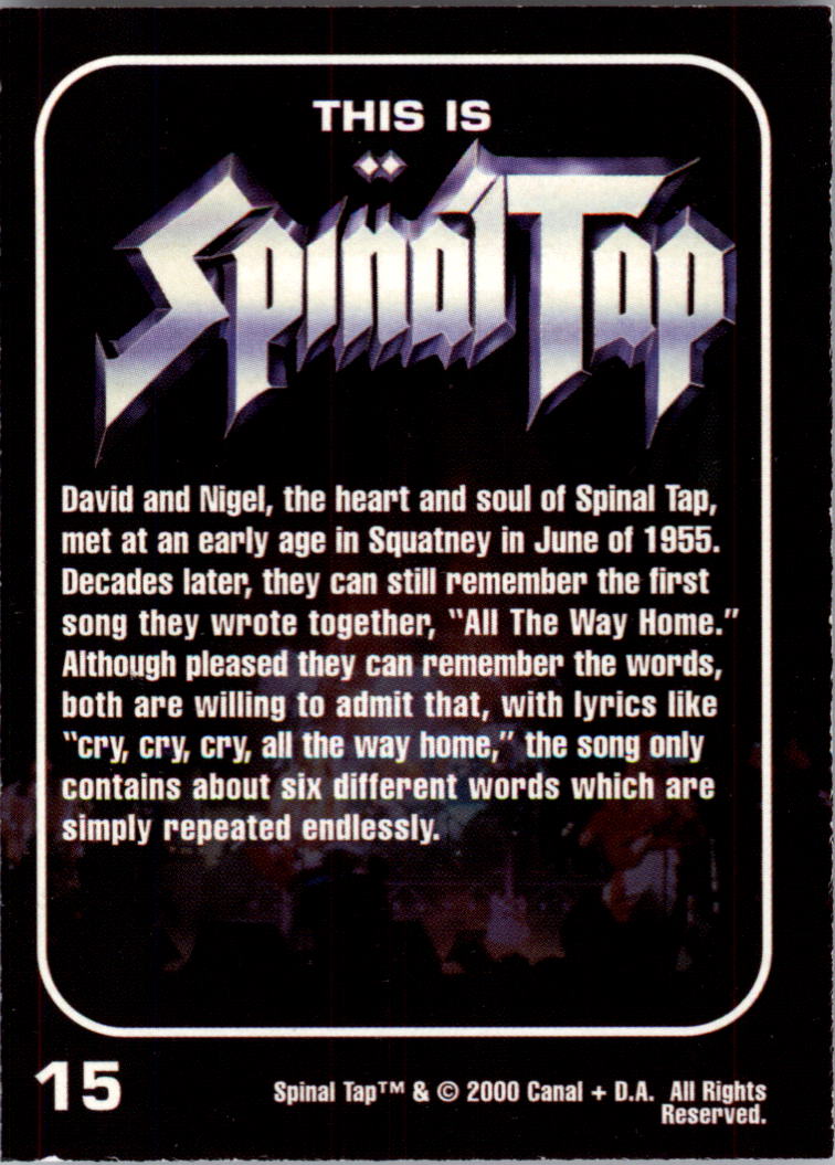 2000 NECA This Is Spinal Tap #13 Vandermint Auditorium, Chapel Hill, NC: The te back image