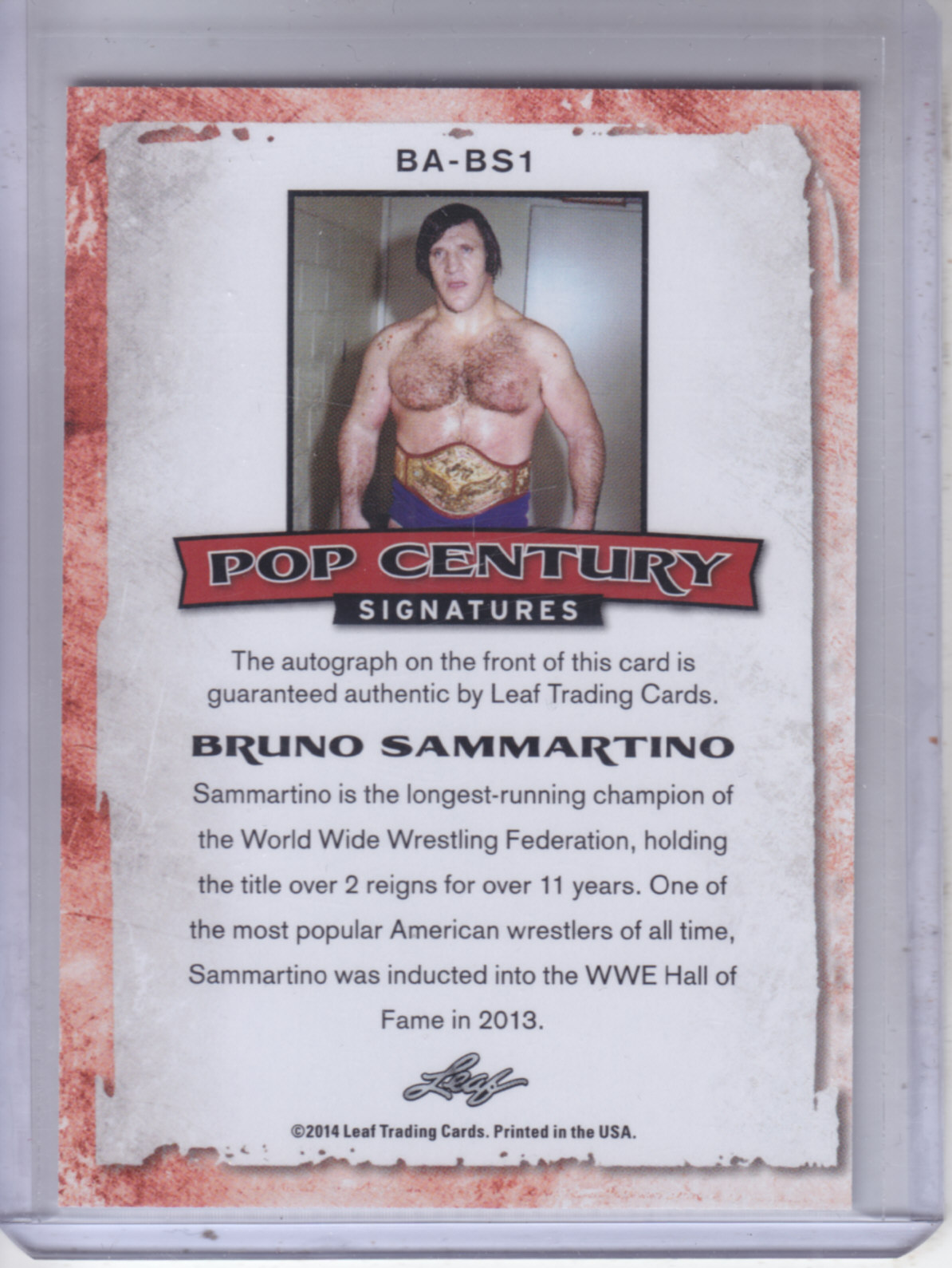 2014 Leaf Pop Century #BABS1 Bruno Sammartino back image