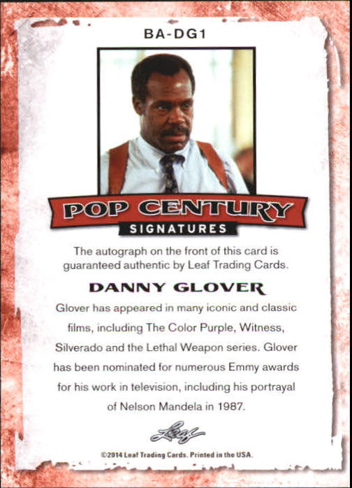 2014 Leaf Pop Century #BADG1 Danny Glover back image