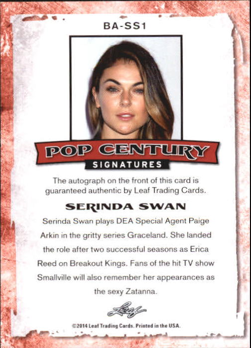 2014 Leaf Pop Century #BASS1 Serinda Swan back image