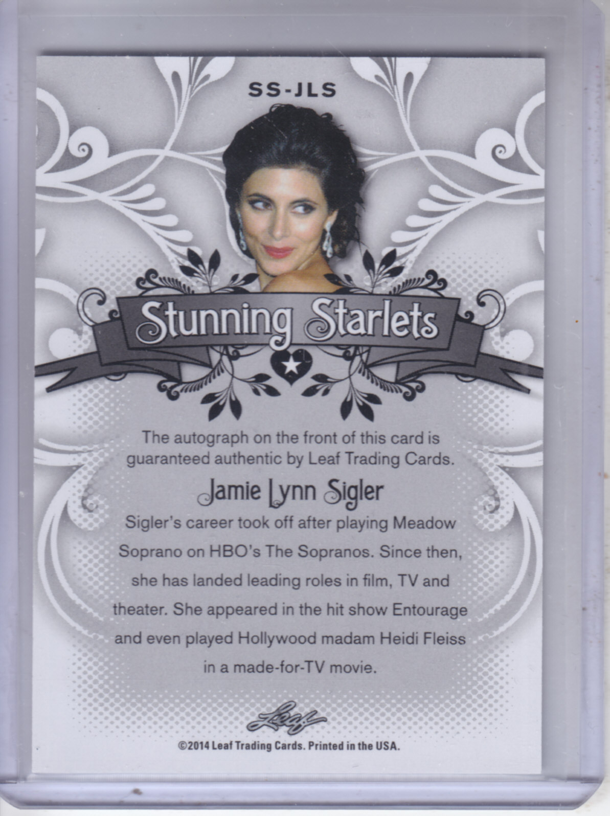 2014 Leaf Pop Century Stunning Starlets Autographs #SSJLS Jamie Lynn Sigler back image