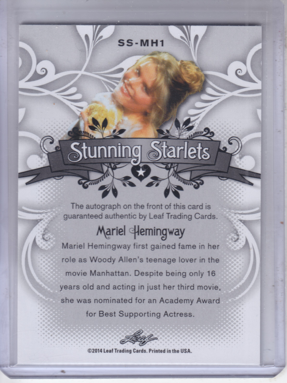 2014 Leaf Pop Century Stunning Starlets Autographs Silver #SSMH1 Mariel Hemingway/25 back image