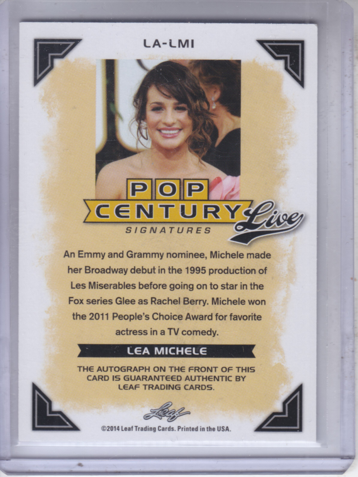 2014 Leaf Pop Century Live Autographs #LALM1 Lea Michele back image