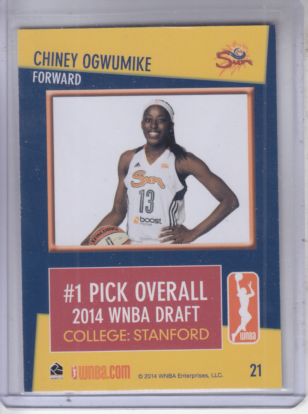 2014 WNBA #21 Chiney Ogwumike RC back image