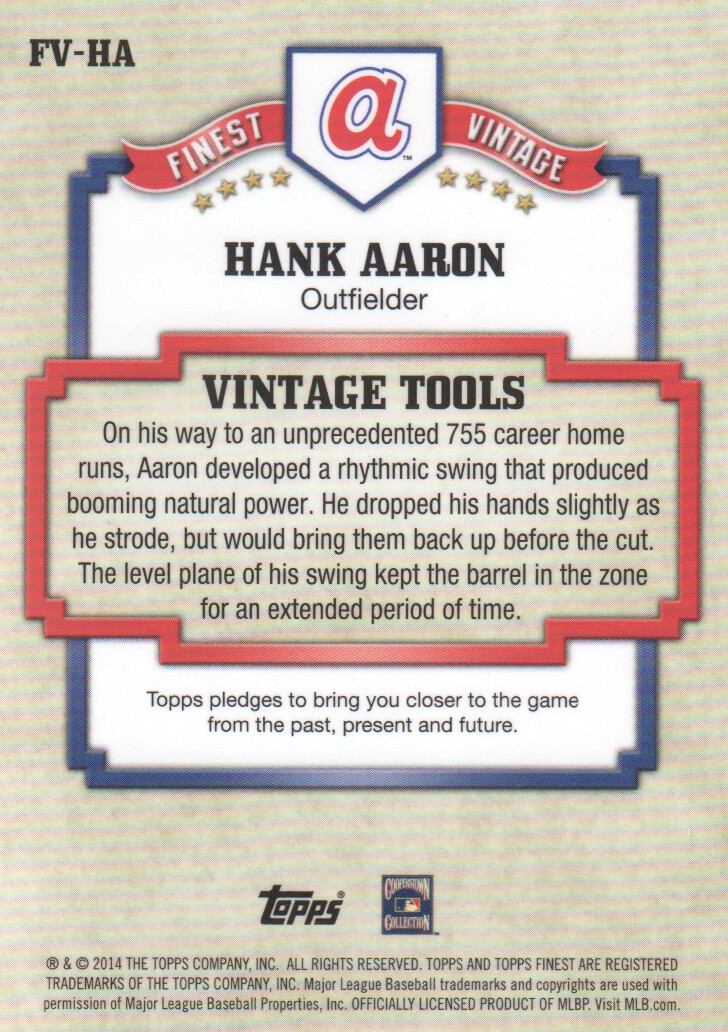 2014 Finest Vintage Refractors #FVHA Hank Aaron back image