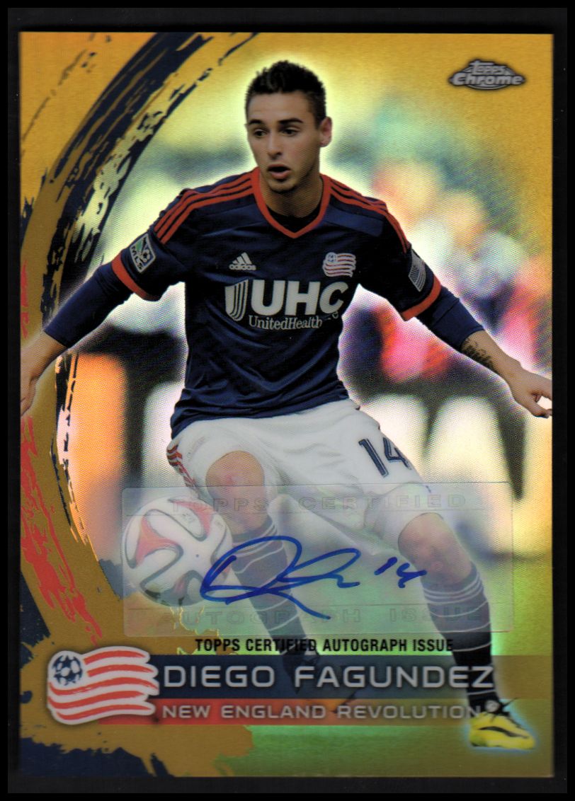 2014 Topps Chrome MLS Autographs Gold Refractors #48 Diego Fagundez