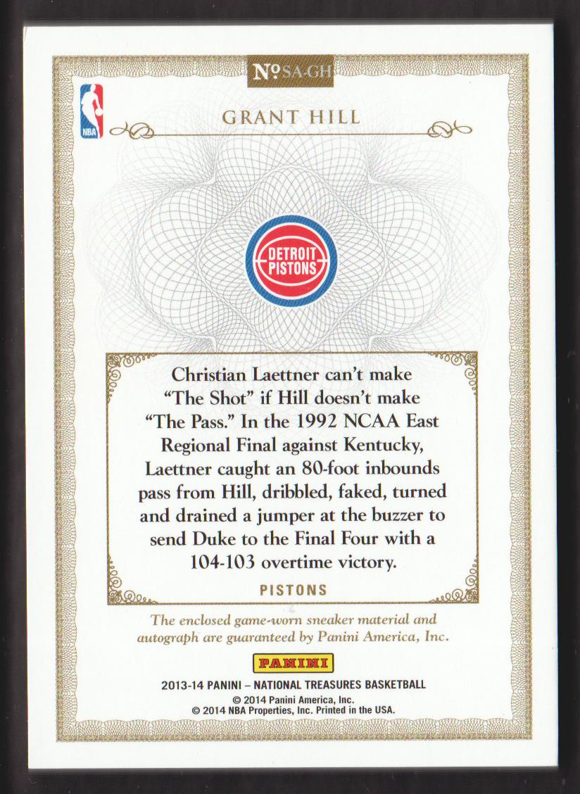 2013-14 Panini National Treasures Sneaker Swatches Autographs #19 Grant Hill/60 back image