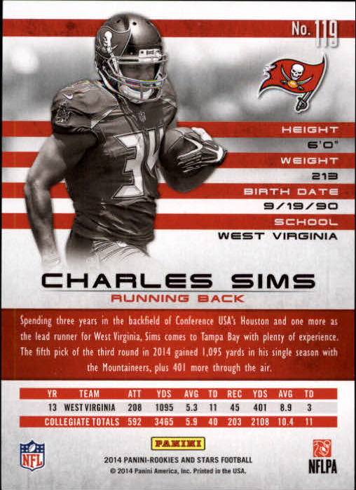 2014 Rookies and Stars Longevity Holofoil Parallel #119 Charles Sims back image