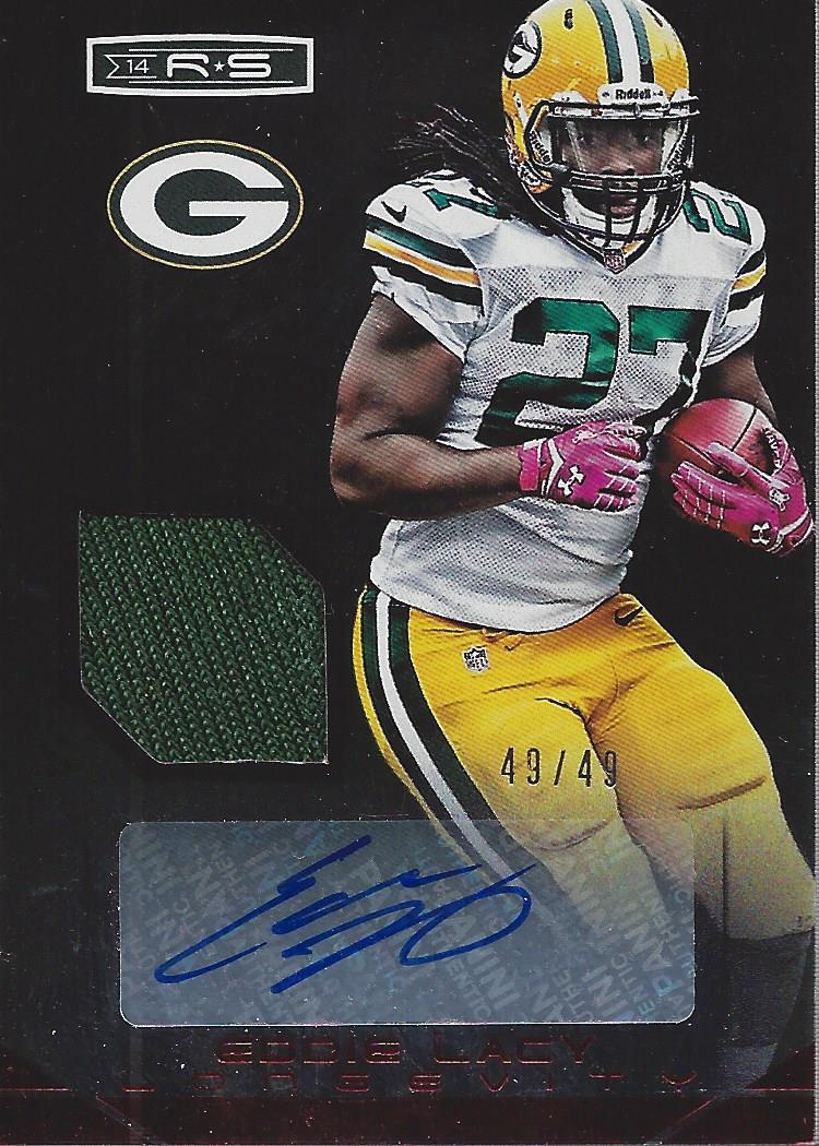 2014 Rookies and Stars Materials Autographs Longevity Ruby #MSEL Eddie Lacy/49