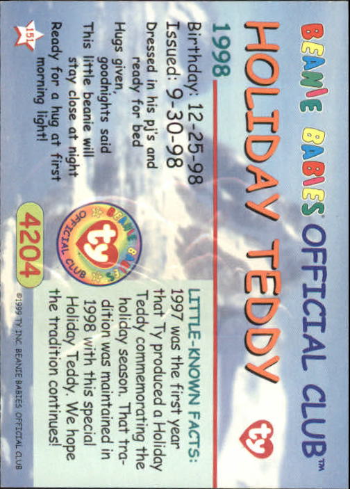1999 Ty Beanie Babies Series II #151 Holiday Teddy 1998 back image
