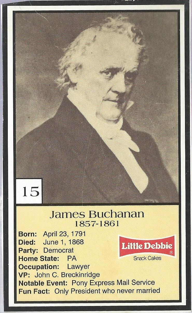 1992 Little Debbie U.S. Presidents #15 James Buchanan