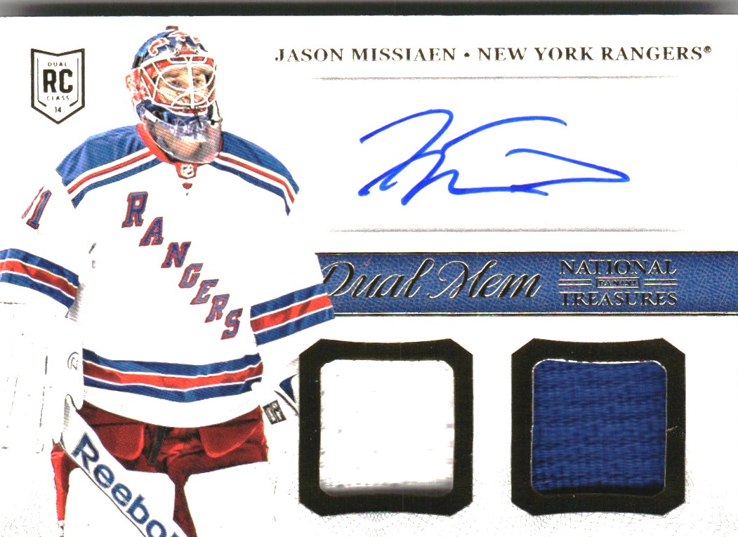 2013-14 Panini National Treasures Dual Memorabilia Autographs #20 Jason Missiaen