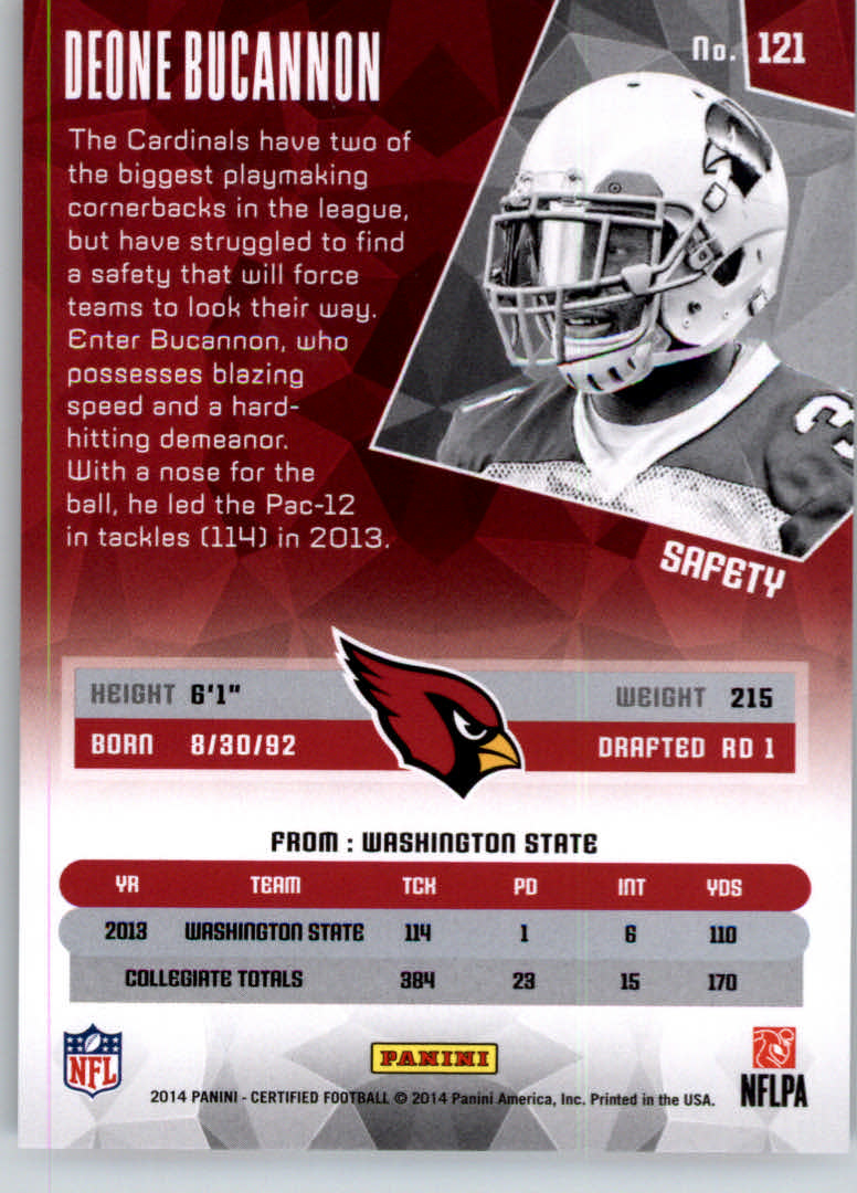 2014 Certified Camo Red #121 Deone Bucannon back image