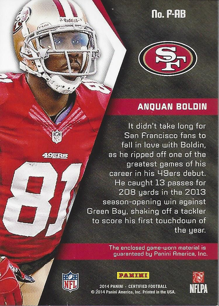 2014 Certified Fabric of the Game #51 Anquan Boldin/99 back image