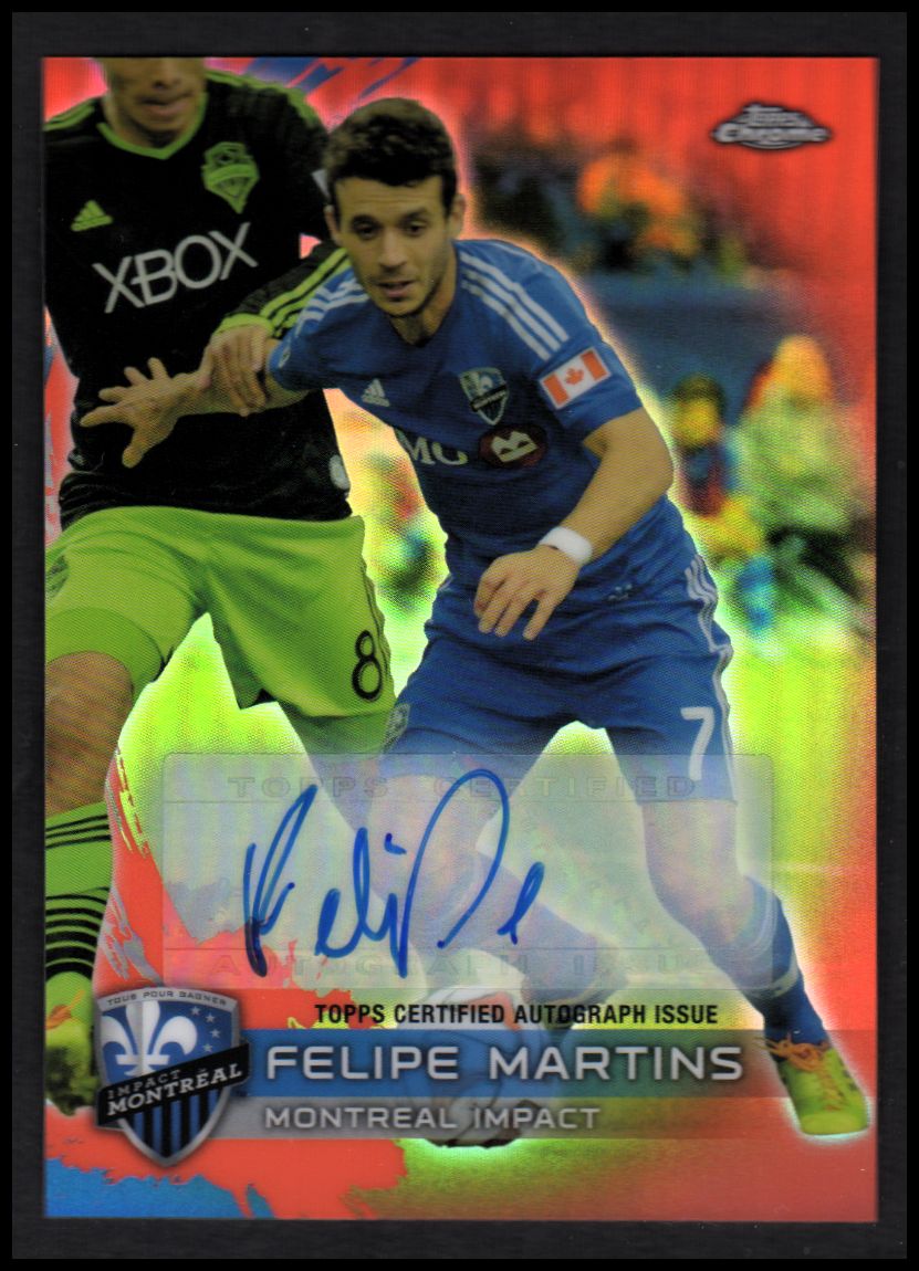 2014 Topps Chrome MLS Autographs Orange Refractors #66 Felipe Martins