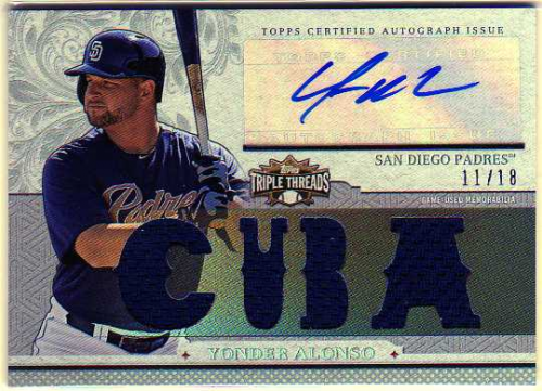 2014 Topps Triple Threads Relic Autographs #TTARYA1 Yonder Alonso