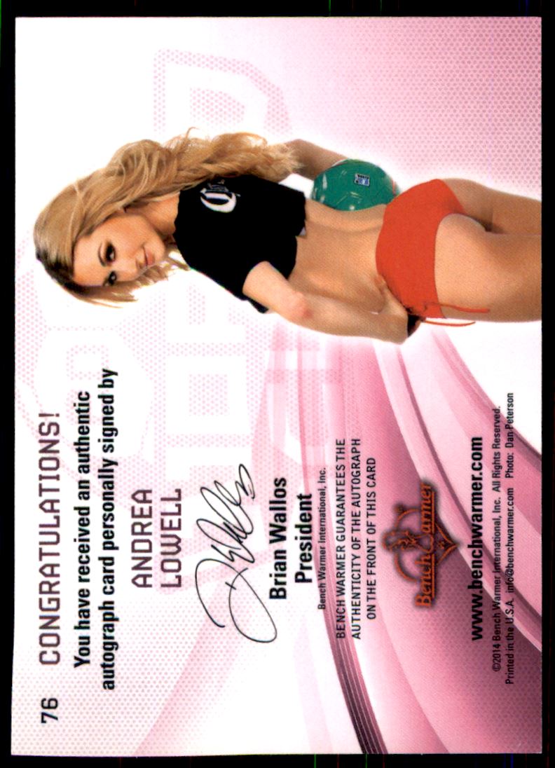 2014 Bench Warmer Soccer World Cup Autographs #76 Andrea Lowell back image