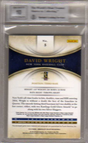 2014 Immaculate Collection Immaculate Autograph Materials #5 David Wright/99 back image