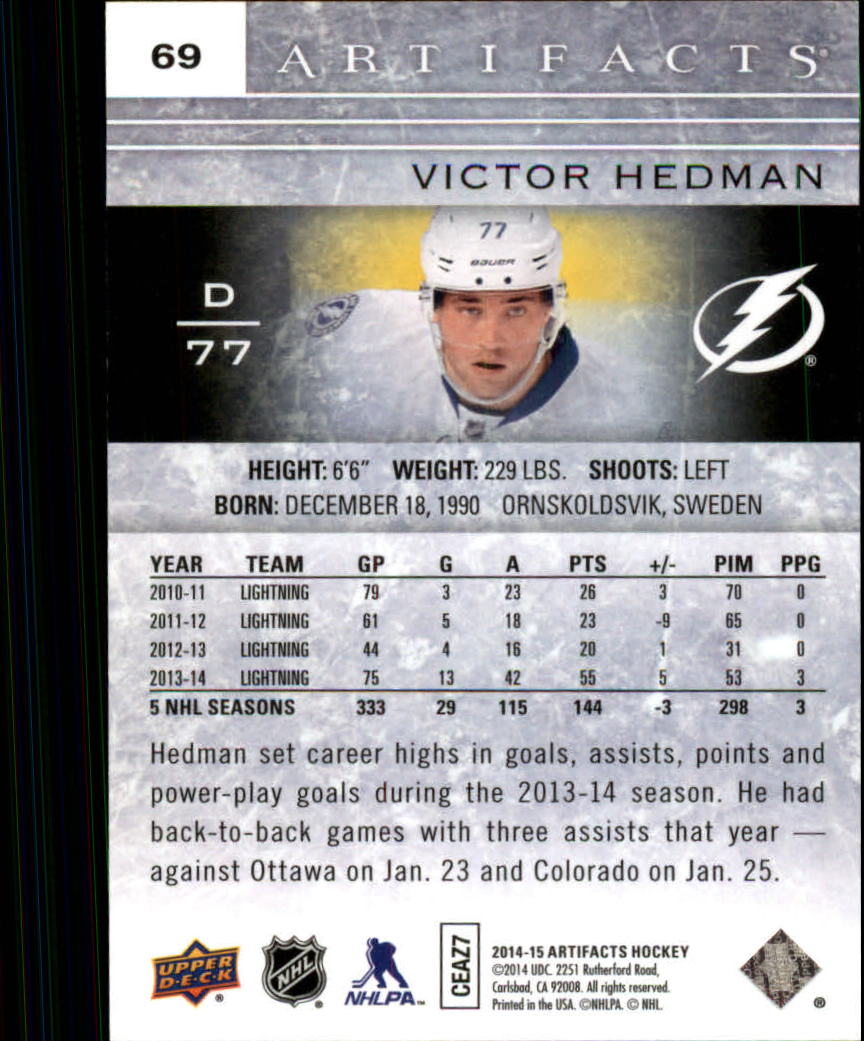 2014-15 Artifacts Ruby #69 Victor Hedman back image