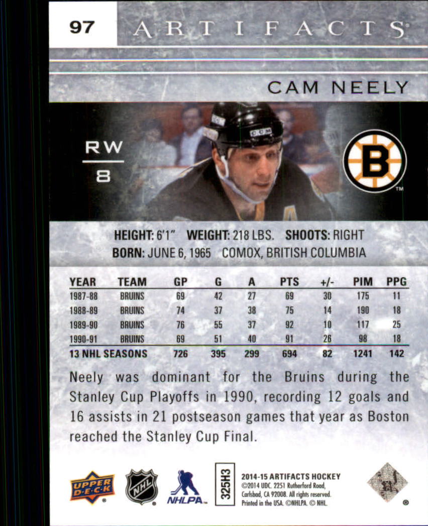 2014-15 Artifacts Ruby #97 Cam Neely back image