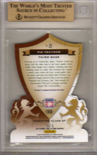 2014 Panini Hall of Fame Crusades Green Die-Cut #21 Pie Traynor back image