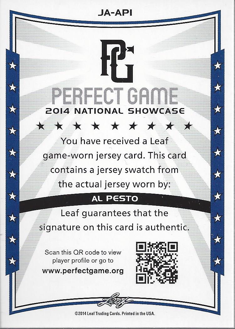 2014 Leaf Perfect Game Showcase Jersey Autographs #JAAP1 Al Pesto back image