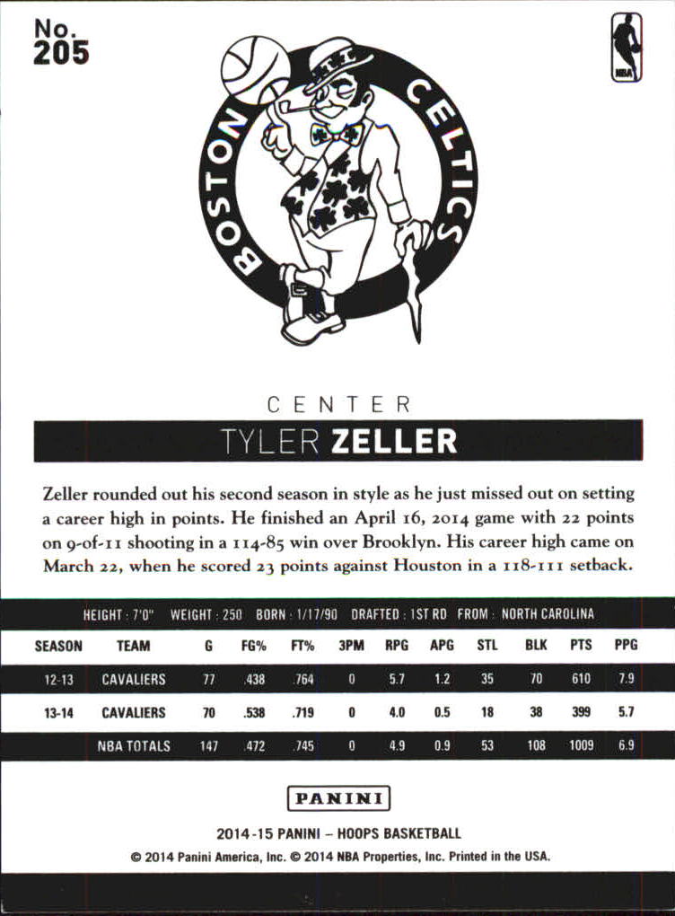 2014-15 Hoops Artist's Proofs #205 Tyler Zeller back image