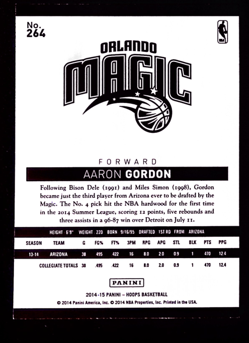 2014-15 Hoops Green #264 Aaron Gordon back image