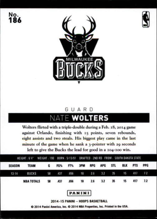 2014-15 Hoops Red #186 Nate Wolters back image