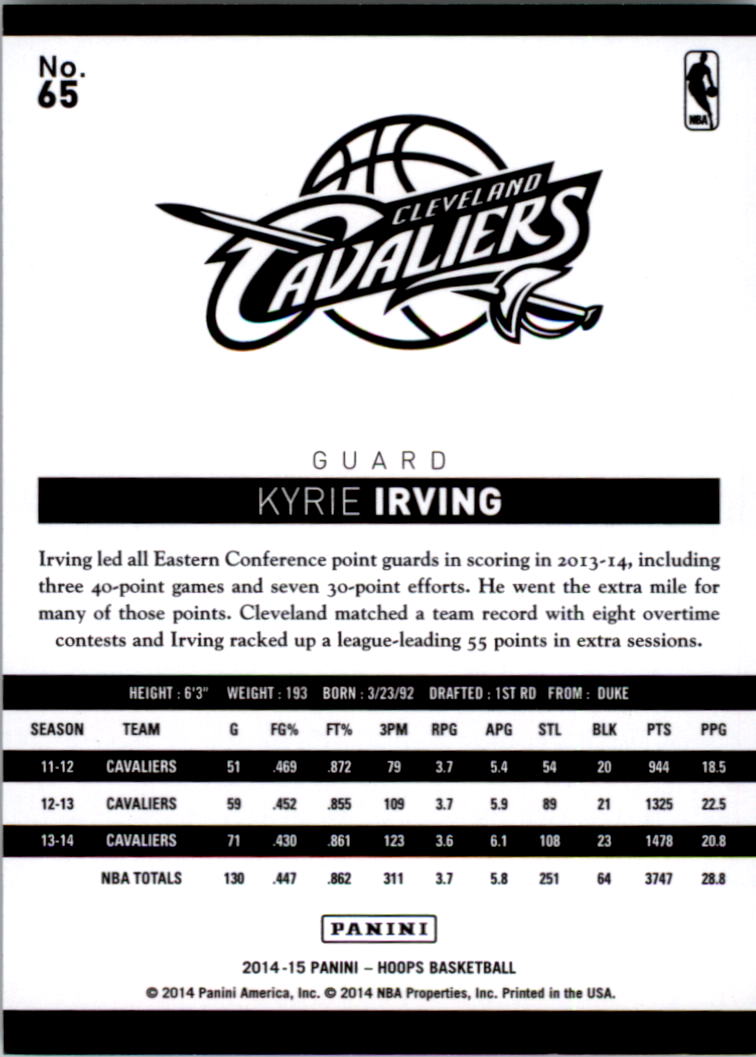 2014-15 Hoops Silver #65 Kyrie Irving back image