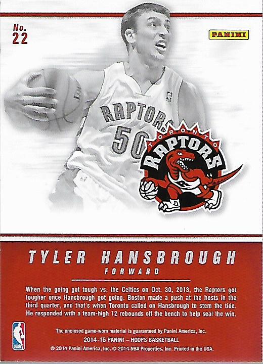2014-15 Hoops Authentics #22 Tyler Hansbrough back image