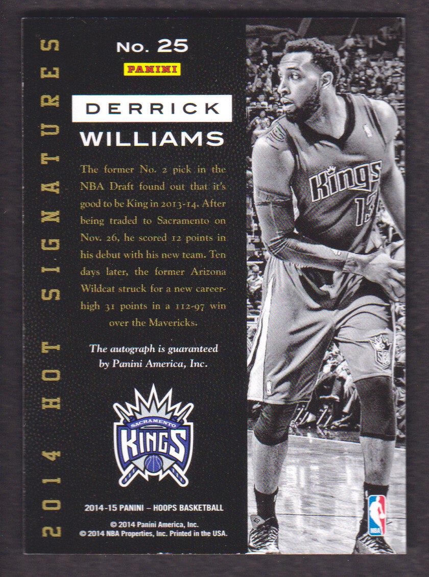 2014-15 Hoops Hot Signatures #25 Derrick Williams back image