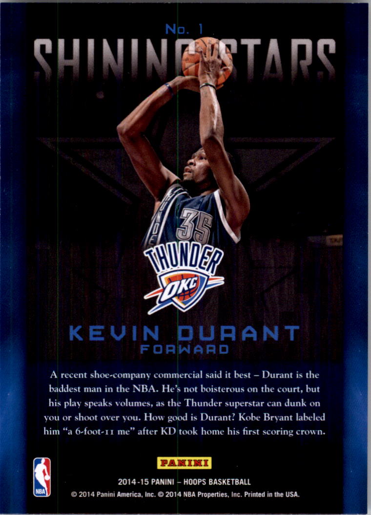 2014-15 Hoops Shining Stars #1 Kevin Durant back image