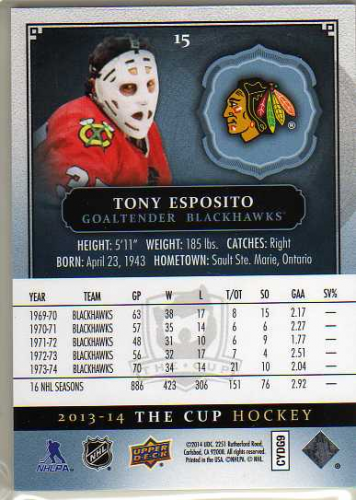 2013-14 The Cup #15 Tony Esposito back image