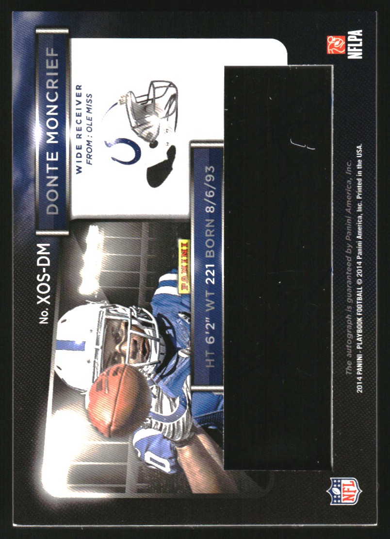 2014 Panini Playbook Rookie X's and O's Signatures #23 Donte Moncrief/75 back image