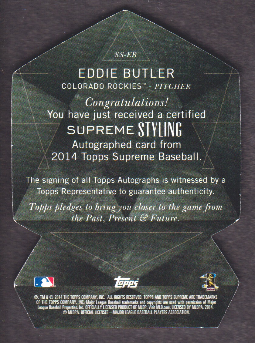 2014 Topps Supreme Supreme Styling Autographs Sepia #SSEB Eddie Butler back image