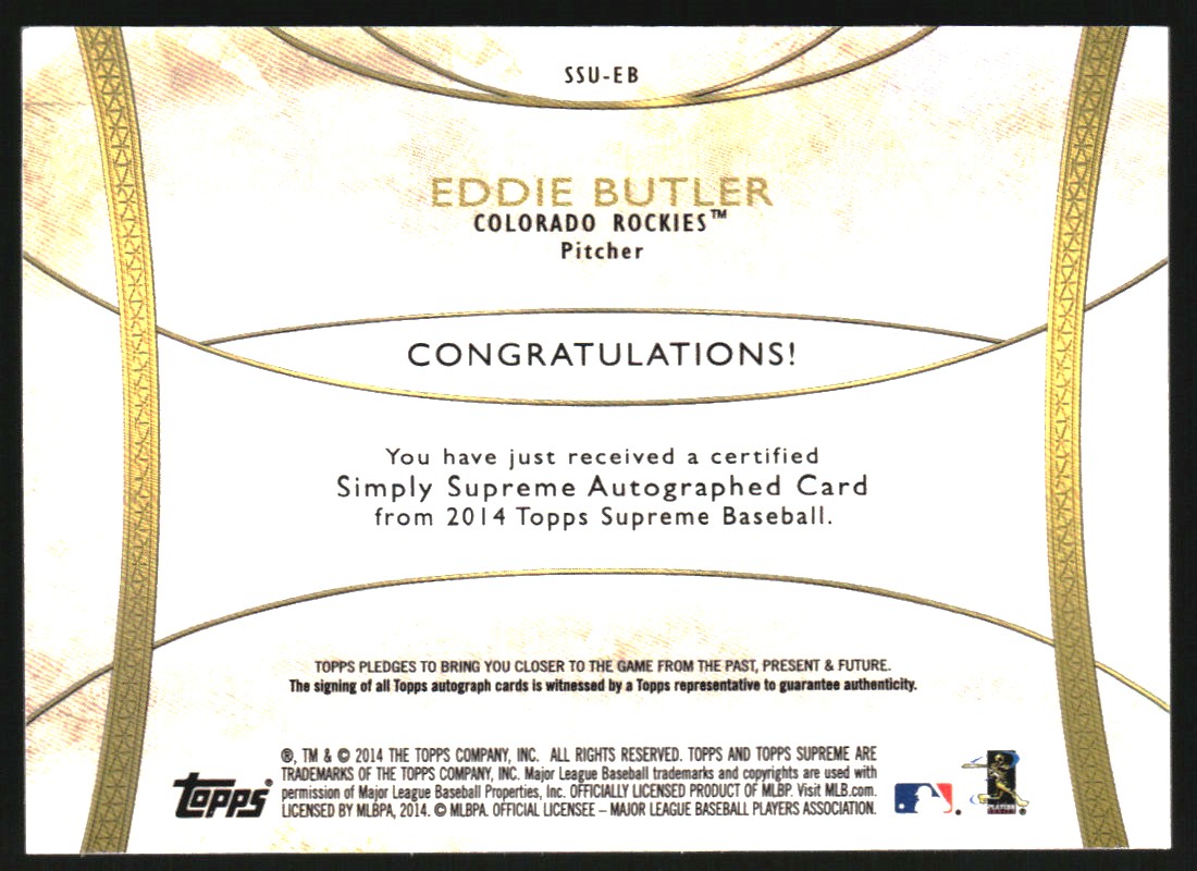 2014 Topps Supreme Simply Supreme Autographs #SSUEB Eddie Butler back image