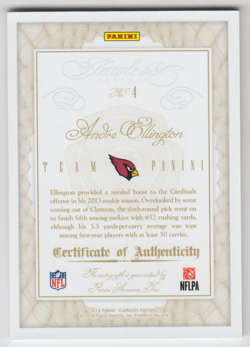 2014 Panini Flawless Team Panini Autographs #4 Andre Ellington