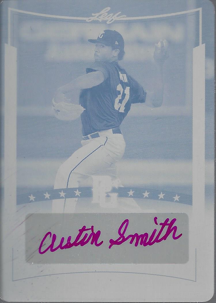 2014 Leaf Perfect Game Showcase Autographs Printing Plates Cyan #AAS1 Austin Smith