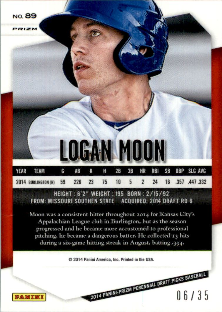 2014 Panini Prizm Perennial Draft Picks Prizms Green #89 Logan Moon back image