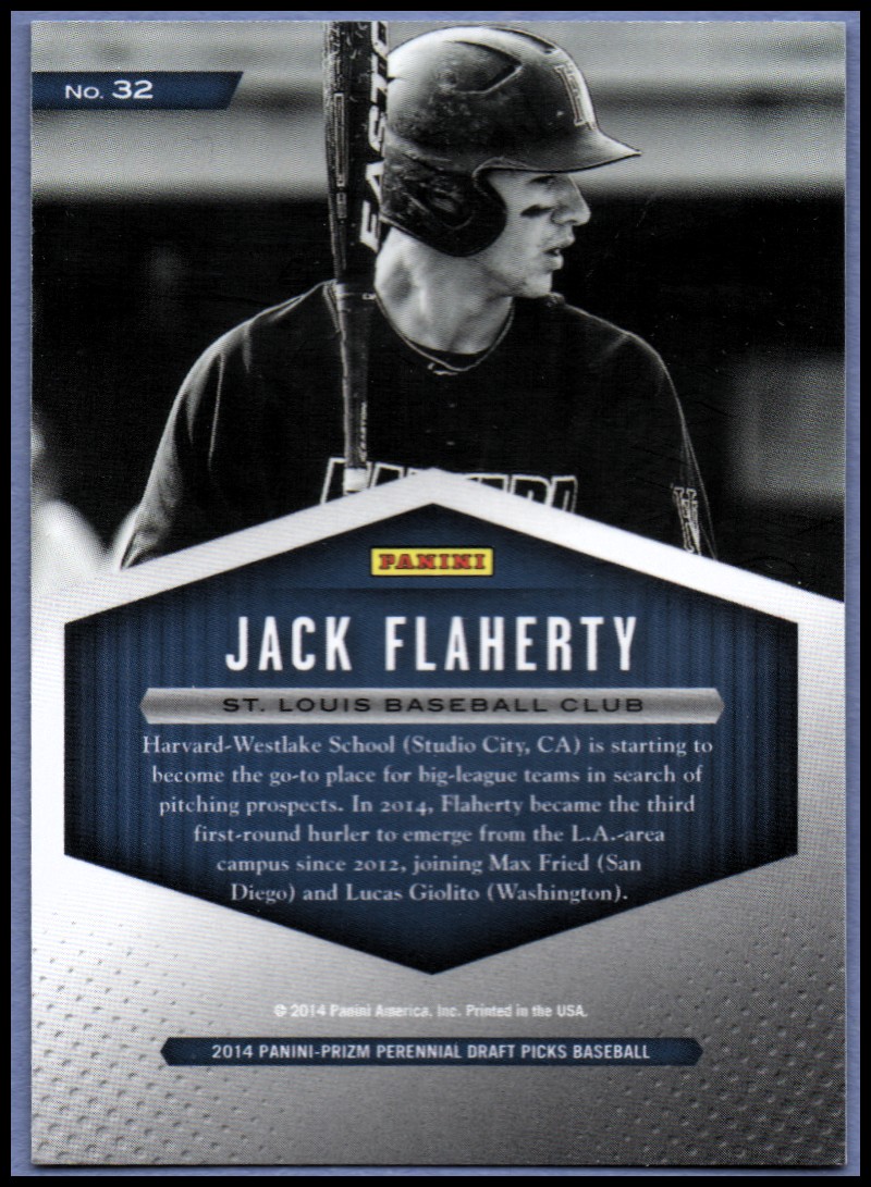 2014 Panini Prizm Perennial Draft Picks Draft Class #32 Jack Flaherty - NM-MT - Picture 2 of 2